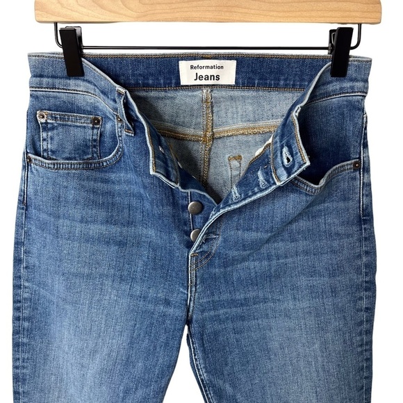 Reformation High Rise Skinny Button Fly Jeans Medium Wash Size 29 Denim - Picture 3 of 6